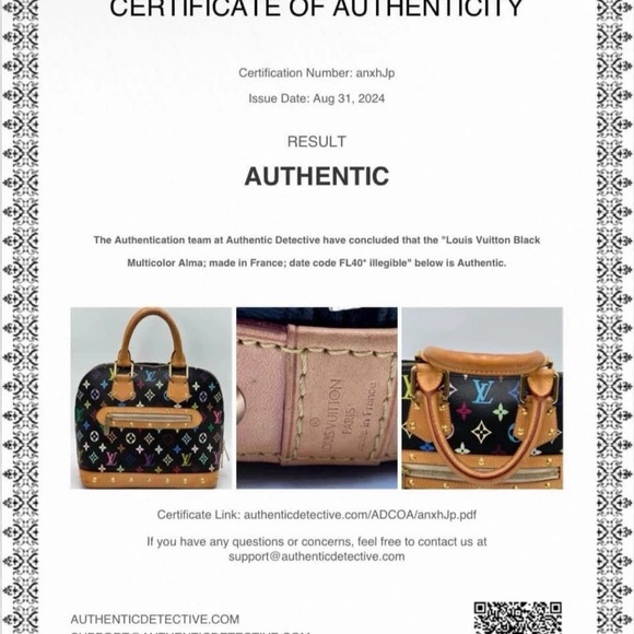 Louis Vuitton Murakami Alma PM Black Multicolor Satchel with Lock & Key Genuine - Picture 16 of 16